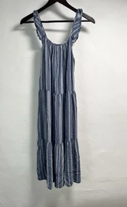 Vestido Jersey Como Vintage Sin Mangas a Rayas Cottagecore Pradera Azul Blanco Talla S - Imagen 1 de 10