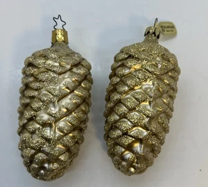 2 Tannenzapfen Weihnachtsschmuck Blanchard, Inge Glas? Deutschland Gold & Glitzer SIEHE - Bild 1 von 24