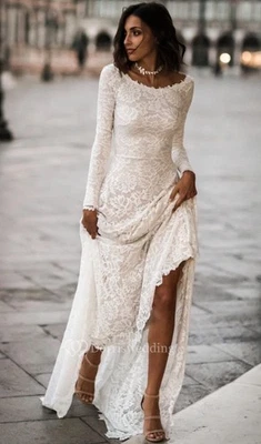 NEW Beautiful Champagne Color with White Lace Wedding Dress Size 6 Excellent NWT - Image 1 of 2