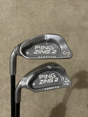 LH Ping Zing 2 White Dot Pitching & Sand Wedge  Ping 350 Graphite Shafts LEFTY - Image 1 of 4