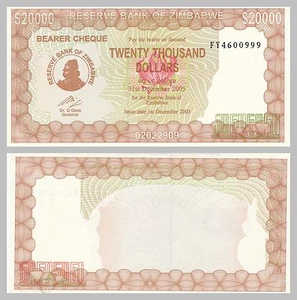 Zimbabwe/Zimbabwe 20000 Dollar 2003/2005 p23 uncirculated - Picture 1 of 1