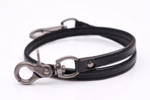 23.5" Handmade BK Leather Strap Trucker Biker Key Jean Wallet Chain Trigger Hook - Picture 1 of 9