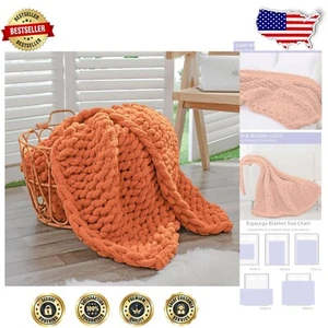 Versatile Hand Knitted Chunky Blanket 40x60 - Cozy Chenille for Home and Travel - Picture 1 of 11