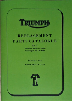Triumph 650 T120 Parts Book Bonneville Trophy Catalogue No.5 1967 Motorcycles - Image 1 of 4