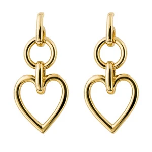 Open Heart Drop Earrings 9ct Yellow Gold Plated Hallmarked Brand New Boxed - Picture 1 of 3