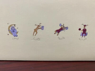 New Pottery Barn Set 4 Hip Christmas Reindeer Mugs Comet Cupid Doner Blitzen NIB - Image 1 of 4