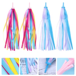 2 Pairs Rainbow Bike Tassels Ribbon Bike Streamers Bike Handlebar Streamers - Picture 1 of 12