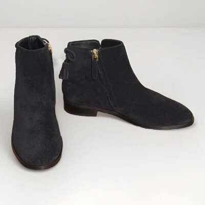 KATE SPADE Saddle Bootie Black Suede Ankle Boots NEW Sz 5B Side Zip Tassle $248 - Image 1 of 4