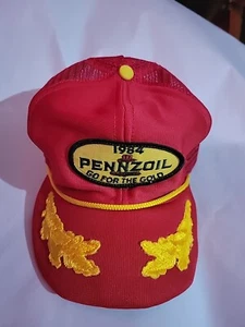 Vintage Pennzoil Mesh Cap Trucker Mütze Rot Snapback 1984 Go For The Gold - Bild 1 von 7
