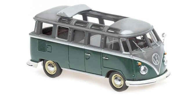 Minichamps 1:43 VOLKSWAGEN SAMBA BUS - 1961 - GREY/GREEN 940052300 - Bild 1 von 1