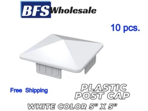 "TAPA POSTE de plástico cerca ""interna"" 5 x 5 pulgadas, 10 piezas color BLANCO, - Imagen 1 de 11