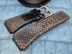 Correa de reloj de cuero exótico de 26 mm/24 mm diseño minimalista vintage a medida - Imagen 1 de 9