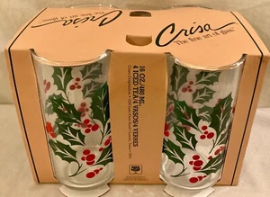 Crisa Vasos Vasos Navidad Acebo Berry Juego De 4 Nuevos - Imagen 1 de 7