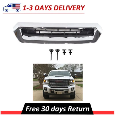 Chrome Hood Air Vent For 2017-2019 GMC Sierra 2500 HD 3500 HD 6.0L 6.6L 84240942 - Image 1 of 4