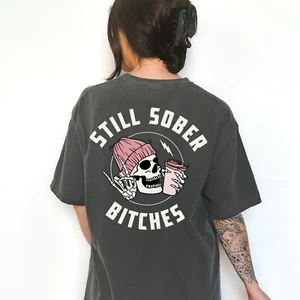 Still Sober Bitches T-Shirt Sobriety Gift Recovery Celebration AA NA Shirt - Picture 1 of 6