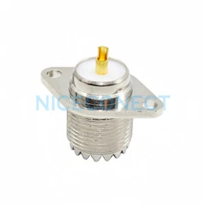 2x UHF Female SO-239 Panel 2 Hole Mount Flange Mount Solder Cup SO239 Connector - Picture 1 of 3