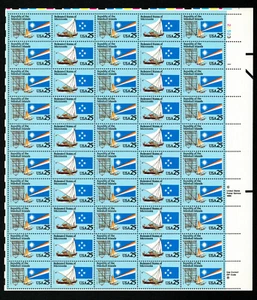 1990 25¢ Marshallinseln, Mikronesien, Scott #2506-07, Full Pane of 50, MNH - Bild 1 von 1