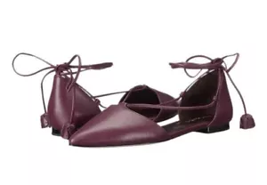 Coach Johnson Leather Soft Shine Calf Laceup Pointed Toe Ballet Flats Size 9.5B - Picture 1 of 9