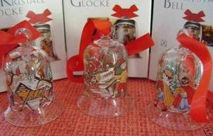 3x HUTSCHENREUTHER GERMAN CHRISTMAS Ornament mini BELL Crystal glass NIB - Picture 1 of 5