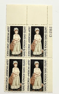 Scott #1273 5c John Copley Plate Block 28213 UR Mint - Image 1 of 2