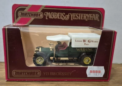 Y 13 1918 Crossley Waring`S Models of Yesteryear Matchbox mit J Box Dach weiß - Bild 1 von 2