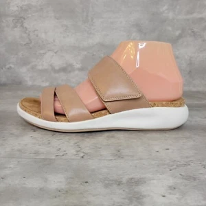 Clarks Unstructured Sandal Womens 8 Casual Tan Slip On Shoe Hook & Loop - Picture 1 of 11