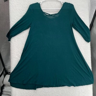 Camisa estilo RD para mujer mediana verde manga larga túnica espalda abierta cuello redondo Foto 1 de 4