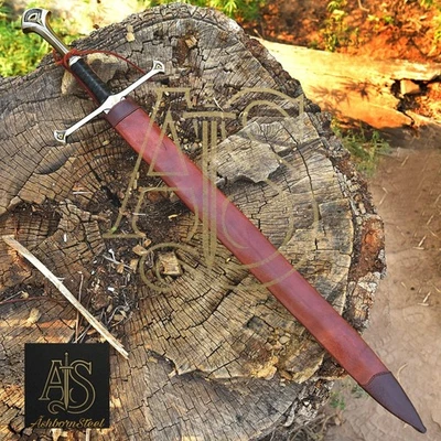 CUSTOM HANDMADE DAMASCUS STEEL HUNTING SWORD  WITH STRONG GRIP HANDLE - Image 1 of 4