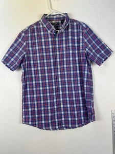 Camicia uomo Chaps cotone con bottoni a quadri taglia media casual manica corta - Foto 1 di 5