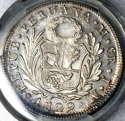1829 PCGS MS 61 Peru 8 Reales Lima Standing Liberty Coin POP 1/1 (21063001D) - Image 1 of 4