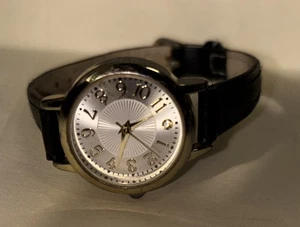 Time and Tru Armbanduhr Damen Analog goldfarben rundes Gehäuse schwarz Kunstarmband - Bild 1 von 7