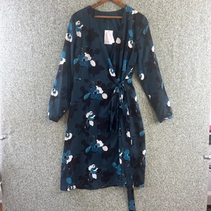 Vestido Banana Republic para mujer 6 verde azulado floral envolvente manga larga nuevo con etiquetas - Imagen 1 de 11