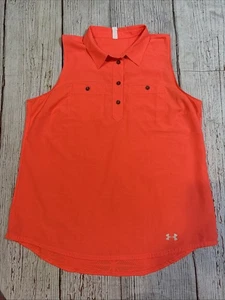 Under Armour Polo da golf arancione senza maniche da donna taglia XL attrezzatura termica - Foto 1 di 10