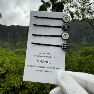 Chanel Haarnadel Haarspange Haarschmuck Limitiert Schwarz Neuheit 4 Teile Set Neu - Bild 1 von 6