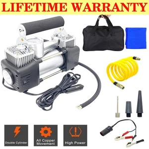 Portable Heavy Duty Car Truck Air Compressor Tire Pump Inflator Double Cylinder - Picture 1 of 12
