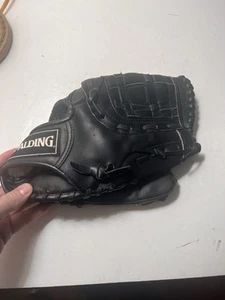 Spalding S600 Baseballhandschuh Leder geschnürt Farbe schwarz für Rechtshänder - Bild 1 von 7