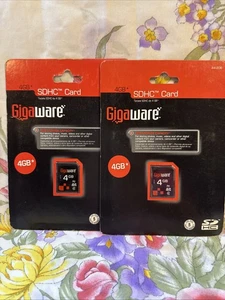 4GB Gigaware SDHC Flash Memory Card  Brand New, Lot Of 2 - Picture 1 of 5