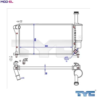 RADIATOR ENGINE COOLING 709-0025-R FOR FIAT PANDA/CLASSIC 187 A1.000 1.1L 4cyl - Image 1 of 4