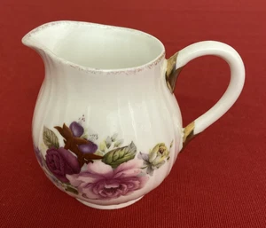 Vintage Fine Bone China Milk Sauce Jug w Summer Rose Floral Pattern Webb Taiwan - Picture 1 of 13