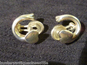 Vintage Georg Jensen Modernist clip on earrings w/ Heart Mint with original Box - Picture 1 of 4