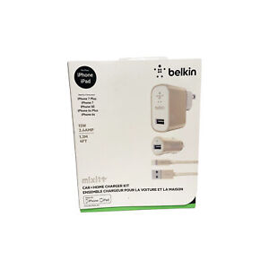 Belkin MIXIT Charger Kit for iPhone & iPad 12W Home and Car Charger 4' Cable -