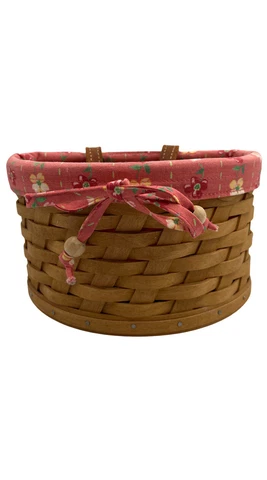Longaberger Half Moon SCALLOP Pocket Wall Hanging Tan Basket Protector & Liner Cover