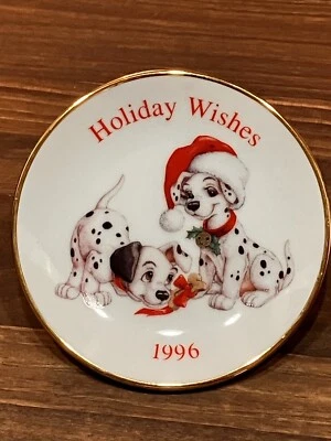 Hallmark Disney 1996, 101 Dálmatas Porcelana Navidad Coleccionistas Plato De Colección Foto 1 de 4