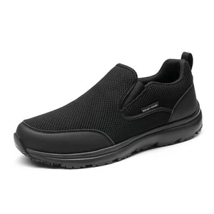 Men's Work Shoes Slip-on Lightweight Breathable Restaurant Food Service Loafers - Picture 1 of 17