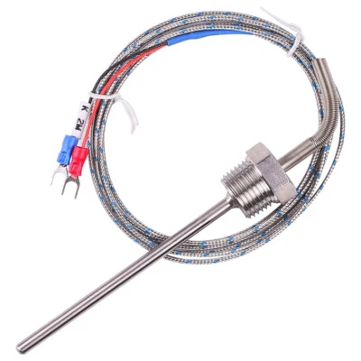 1/2 NPT Waterproof Stainless Steel Thermocouple Sensor Probe K type 2M wire - Image 1 of 4