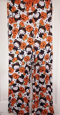 HELLO KITTY HALLOWEEN Black Cat Pumpkin Pajama Lounge Pants NEW/W TAG  Medium - Image 1 of 2