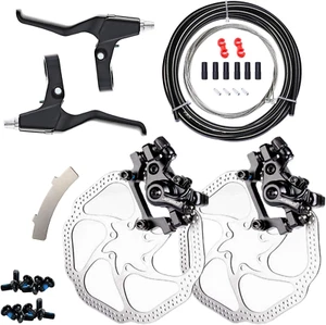 Mechanical Bike Disc Brake Kit, Including Front and Rear Caliper, Brakes Cables, - Picture 1 of 9
