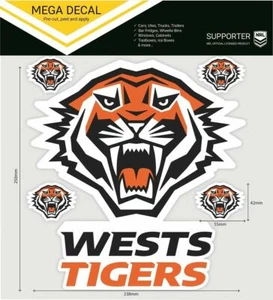 62516 WEST TIGERS WESTS NRL CLUB LOGO LARGE PRE CUT CAR SPOT STICKER DECAL - Picture 1 of 1