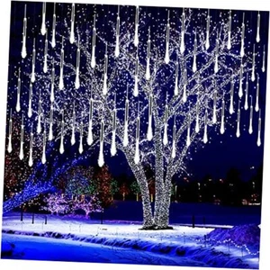 Christmas Lights Outdoor, Meteor Shower Lights Falling Rain Lights Cool White - Picture 1 of 7