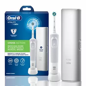 Oral B Vitality Criss Cross Electric Rechargeable Toothbrush with Travel Case - Picture 1 of 14